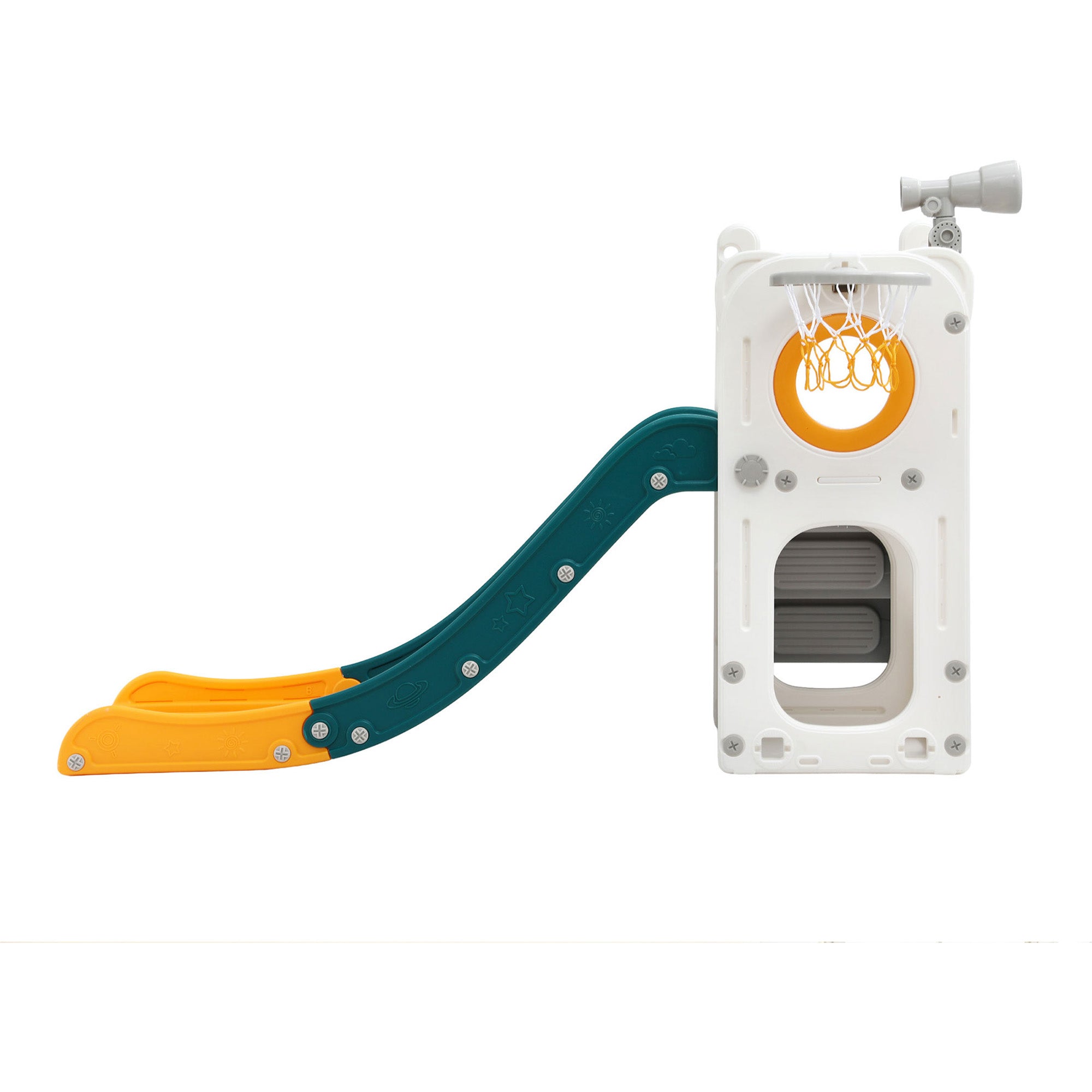 Keezi Kids Slide Set Basketball Hoop Outdoor Playground Outdoor Toys Telescope Storage KPS-SLIDE-B899-GN