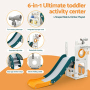 Keezi Kids Slide Set Basketball Hoop Outdoor Playground Outdoor Toys Telescope Storage KPS-SLIDE-B899-GN