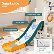 Keezi Kids Slide Set Basketball Hoop Outdoor Playground Outdoor Toys Telescope Storage KPS-SLIDE-B899-GN