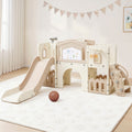Keezi Kids Slide Set Toddler Indoor Playset With Drawing Board Beige KPS-SLIDE-BOARD-BE