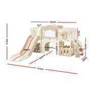 Keezi Kids Slide Set Toddler Indoor Playset With Drawing Board Beige KPS-SLIDE-BOARD-BE