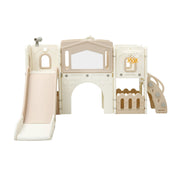 Keezi Kids Slide Set Toddler Indoor Playset With Drawing Board Beige KPS-SLIDE-BOARD-BE