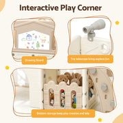 Keezi Kids Slide Set Toddler Indoor Playset With Drawing Board Beige KPS-SLIDE-BOARD-BE