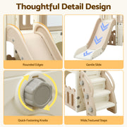 Keezi Kids Slide Set Toddler Indoor Playset With Drawing Board Beige KPS-SLIDE-BOARD-BE