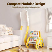 Keezi Kids Slide Set Toddler Indoor Playset Bookshelf Drawing Board Yellow KPS-SLIDE-CAR-YE