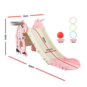 Keezi Kids Slide Set Basketball Hoop Outdoor Playground Toy Dragon 125cm Slide Pink KPS-SLIDE-DRAGON-PK