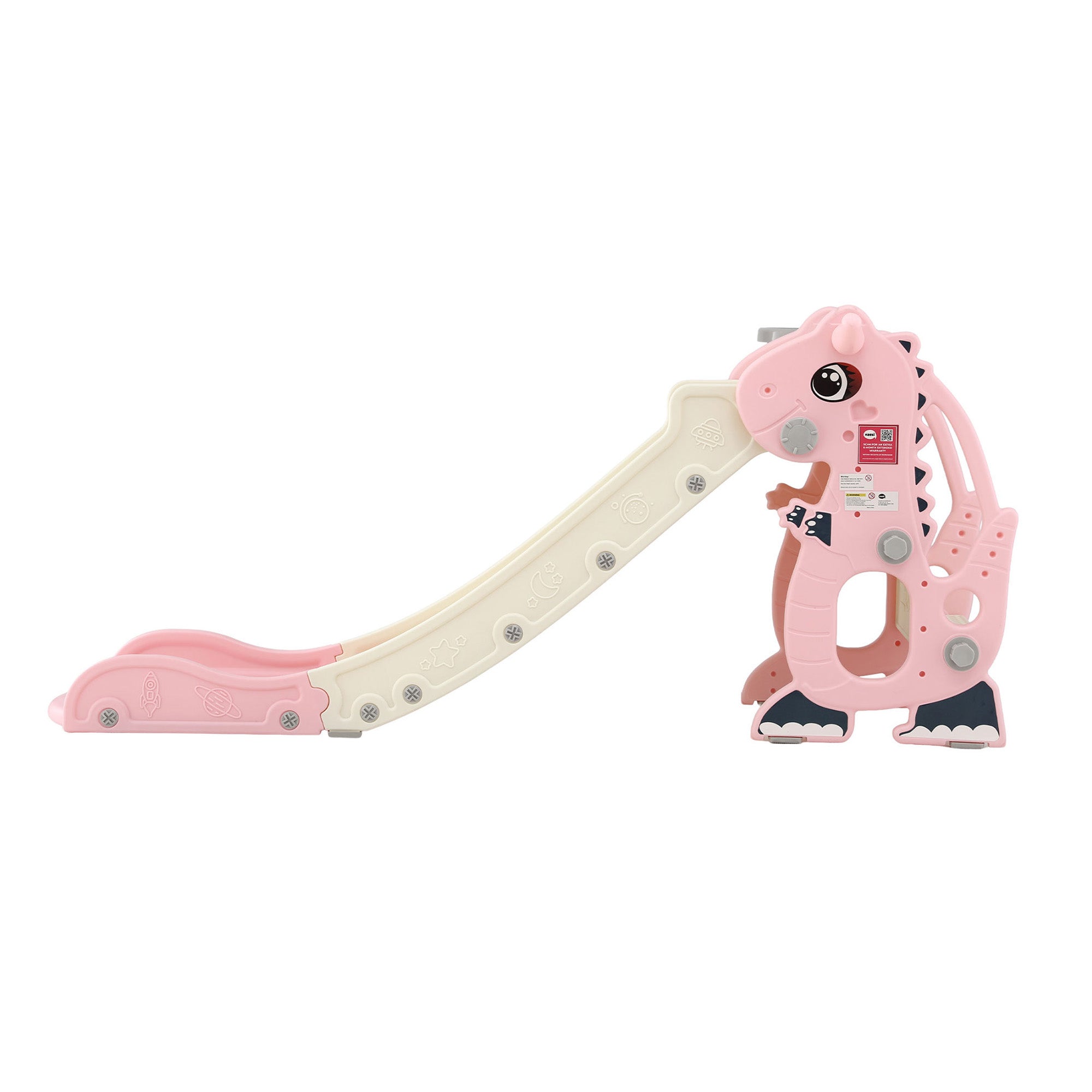 Keezi Kids Slide Set Basketball Hoop Outdoor Playground Toy Dragon 125cm Slide Pink KPS-SLIDE-DRAGON-PK