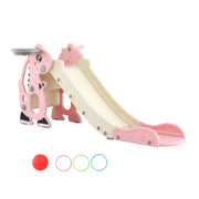Keezi Kids Slide Set Basketball Hoop Outdoor Playground Toy Dragon 125cm Slide Pink KPS-SLIDE-DRAGON-PK