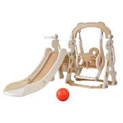 Keezi Kids Slide Swing Set Basketball Hoop Outdoor Playground Toys 160cm Beige KPS-SLIDE-GIRAFFE-BE