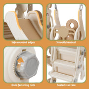 Keezi Kids Slide Swing Set Basketball Hoop Outdoor Playground Toys 160cm Beige KPS-SLIDE-GIRAFFE-BE