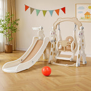Keezi Kids Slide Swing Set Basketball Hoop Outdoor Playground Toys 160cm Beige KPS-SLIDE-GIRAFFE-BE