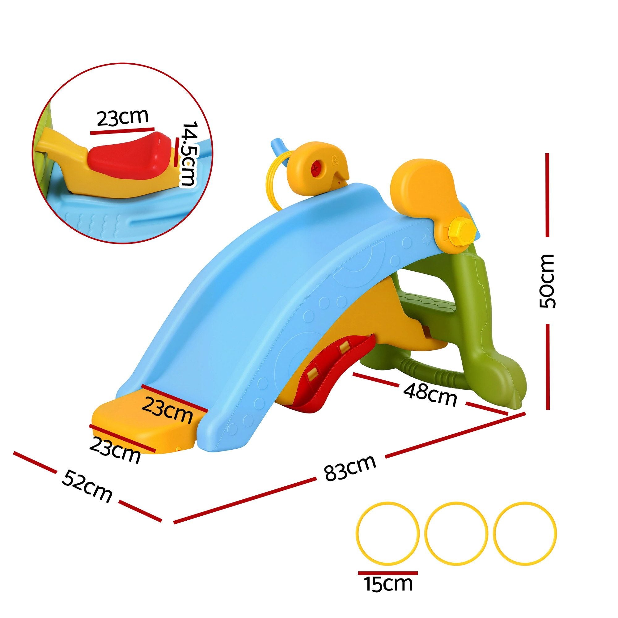 Keezi Kids Slide Set Toddler Indoor Playset Rocking Horse Ring Toss Multi Colour KPS-SLIDE-HRS-CLF