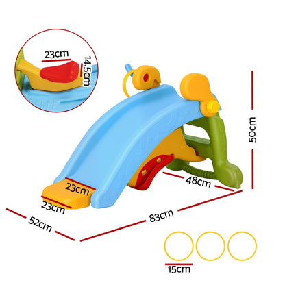 Keezi Kids Slide Set Toddler Indoor Playset Rocking Horse Ring Toss Multi Colour KPS-SLIDE-HRS-CLF
