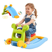 Keezi Kids Slide Set Toddler Indoor Playset Rocking Horse Ring Toss Multi Colour KPS-SLIDE-HRS-CLF