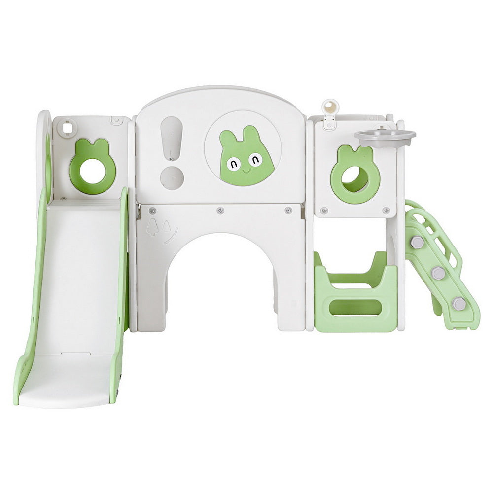 Keezi Kids Slide Swing Set Ball Hoop Rings Football Outdoor Toys Green KPS-SLIDE-INSECT-GN