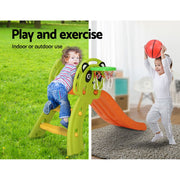 Keezi Kids Slide Set Basketball Hoop Indoor Outdoor Playground Toys 100cm Orange KPS-SLIDE-PANDA-OG