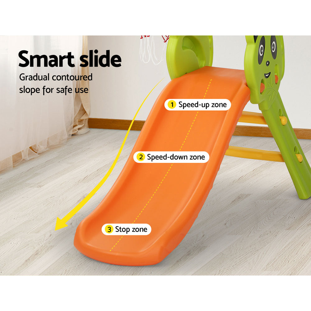 Keezi Kids Slide Set Basketball Hoop Indoor Outdoor Playground Toys 100cm Orange KPS-SLIDE-PANDA-OG