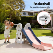 Keezi Kids Slide Set Basketball Hoop Ring Outdoor Playground Toy Rabbit 147cm KPS-SLIDE-RABBIT-PK