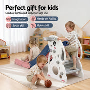 Keezi Kids Slide Set Basketball Hoop Ring Outdoor Playground Toy Rabbit 147cm KPS-SLIDE-RABBIT-PK
