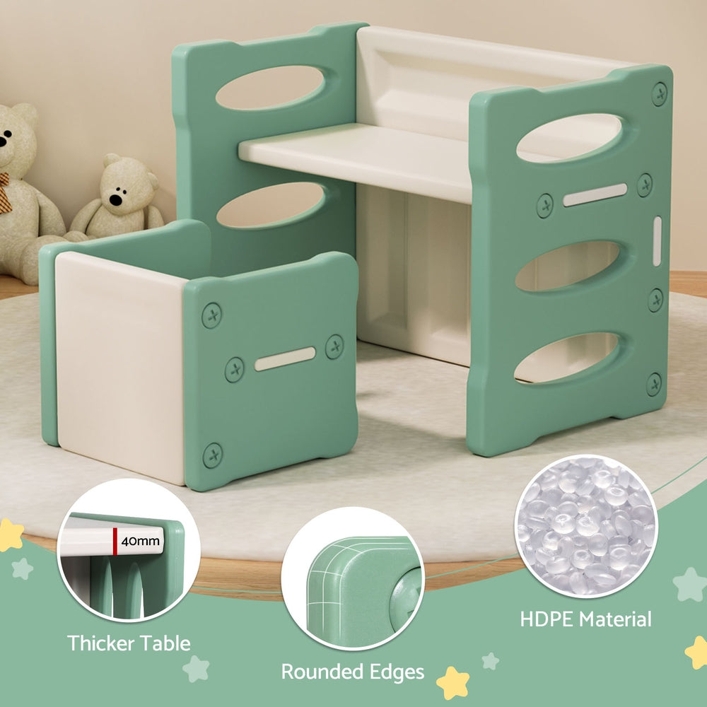 Keezi 3PCS Kids Table and Chairs Set HDPE KPS-TABLE-2CHAIR-GN