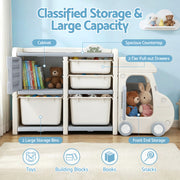 Keezi Toy Storage Organizer with 4 Storage Bins and Cabinet, Bookcase Kids Toys Box, Toy Storage for Kids KPS-TOY2T-4BIN-BG