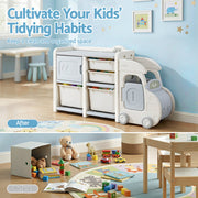Keezi Toy Storage Organizer with 4 Storage Bins and Cabinet, Bookcase Kids Toys Box, Toy Storage for Kids KPS-TOY2T-4BIN-BG