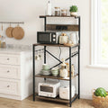 Artiss 4-Tier Kitchen Rack with 2 Power Outlets 6 Hooks Microwave Storage Shelf KR-MEL-4S-60-2AC-BKBR