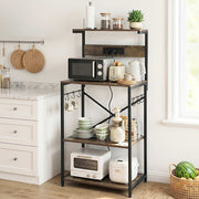 Artiss 4-Tier Kitchen Rack with 2 Power Outlets 6 Hooks Microwave Storage Shelf KR-MEL-4S-60-2AC-BKBR