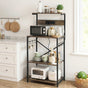 Artiss 4-Tier Kitchen Rack with 2 Power Outlets 6 Hooks Microwave Storage Shelf KR-MEL-4S-60-2AC-BKBR
