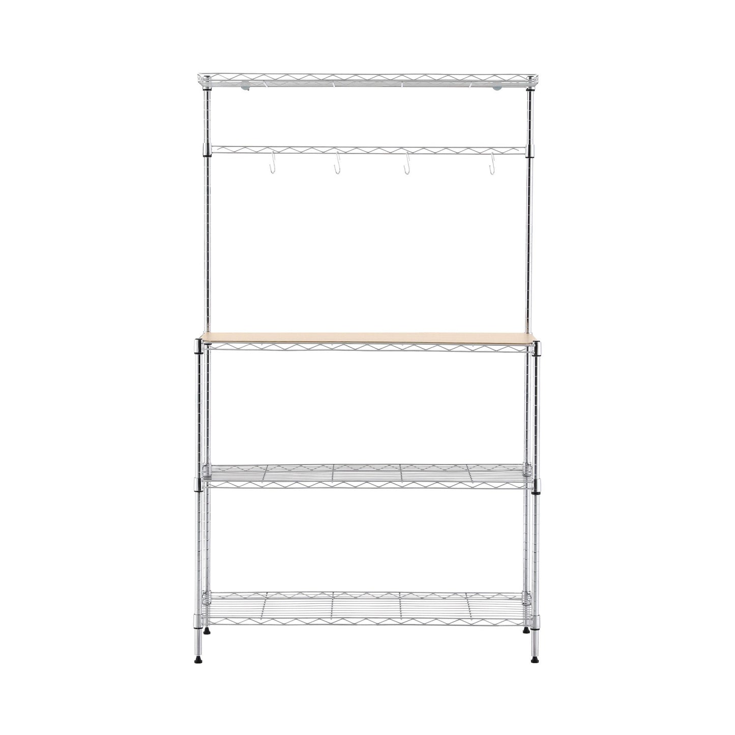 Artiss 4-Tier Metal Kitchen Rack Shelf Silver Storage Shelves Organizer Microwave Stand 90cmx151cm KR-MEL-4S-90-SS