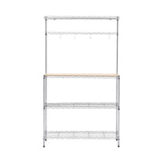 Artiss 4-Tier Metal Kitchen Rack Shelf Silver Storage Shelves Organizer Microwave Stand 90cmx151cm KR-MEL-4S-90-SS
