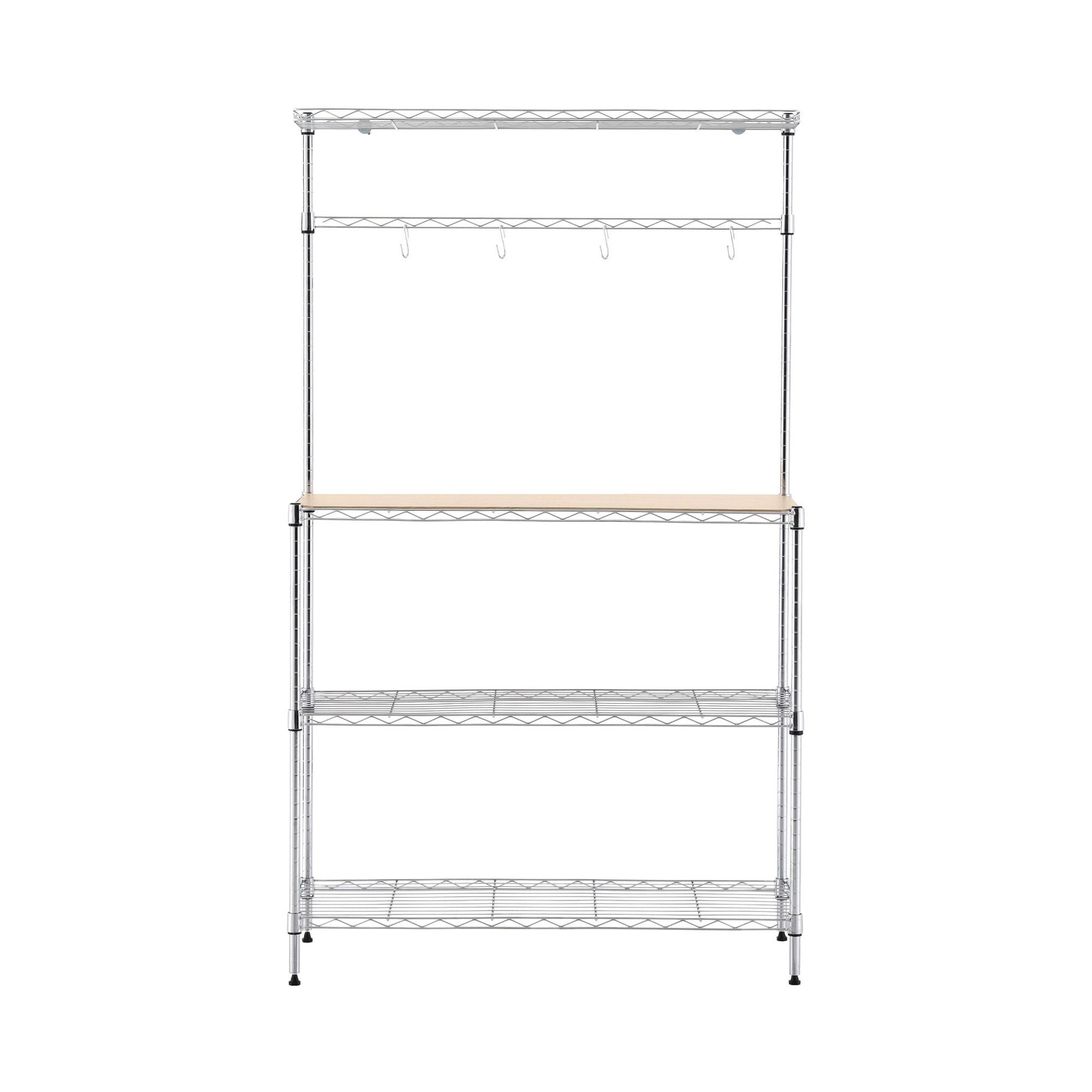 Artiss 4-Tier Metal Kitchen Rack Shelf Silver Storage Shelves Organizer Microwave Stand 90cmx151cm KR-MEL-4S-90-SS