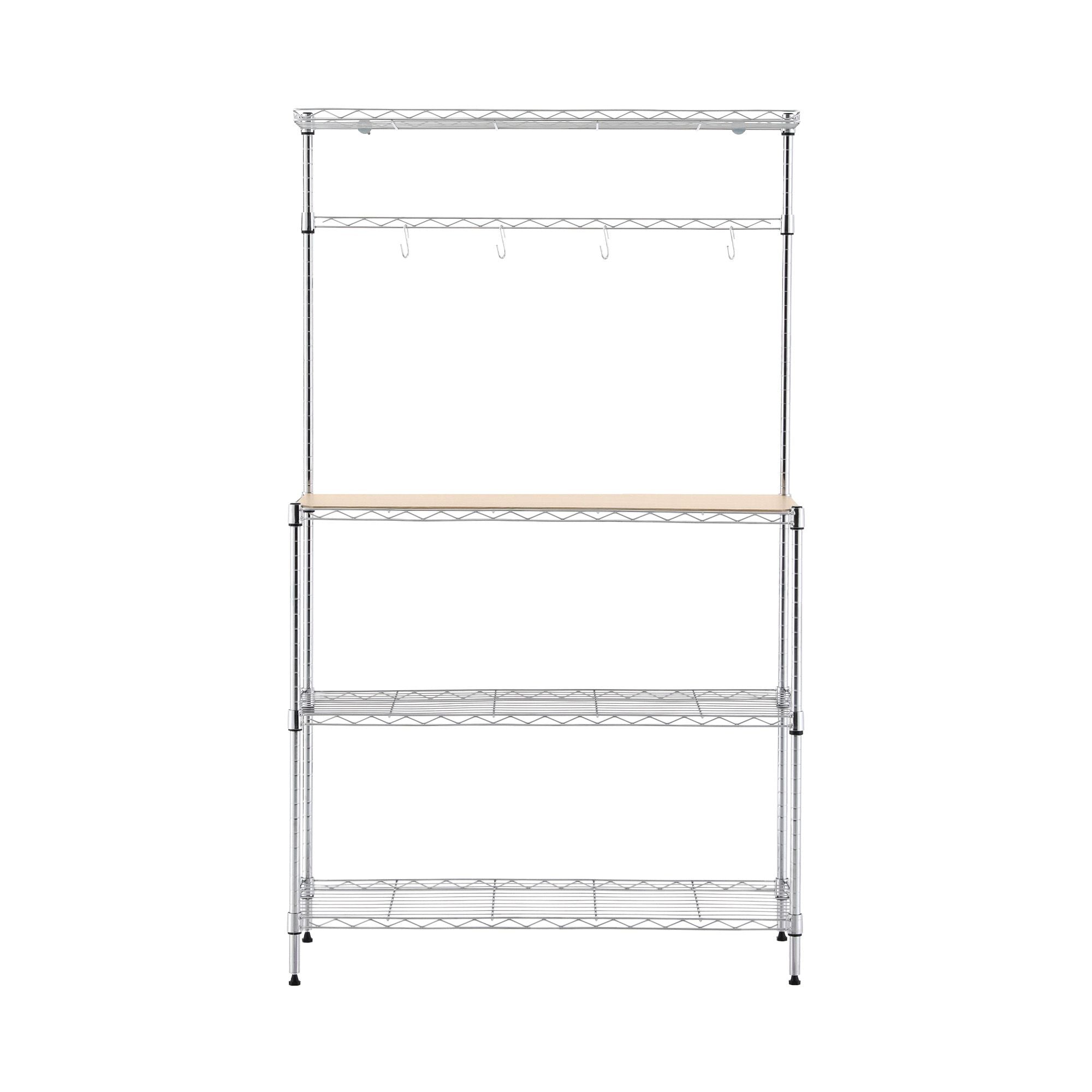 Artiss 4-Tier Metal Kitchen Rack Shelf Silver Storage Shelves Organizer Microwave Stand 90cmx151cm KR-MEL-4S-90-SS