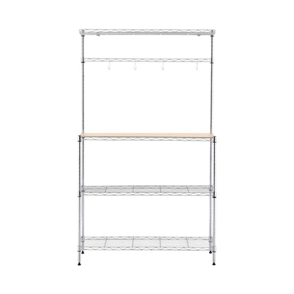 Artiss 4-Tier Metal Kitchen Rack Shelf Silver Storage Shelves Organizer Microwave Stand 90cmx151cm KR-MEL-4S-90-SS