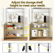 Artiss 4-Tier Metal Kitchen Rack Shelf Silver Storage Shelves Organizer Microwave Stand 90cmx151cm KR-MEL-4S-90-SS