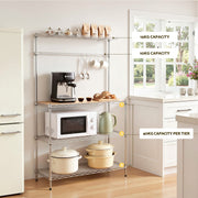 Artiss 4-Tier Metal Kitchen Rack Shelf Silver Storage Shelves Organizer Microwave Stand 90cmx151cm KR-MEL-4S-90-SS