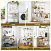 Artiss 4-Tier Metal Kitchen Rack Shelf Silver Storage Shelves Organizer Microwave Stand 90cmx151cm KR-MEL-4S-90-SS