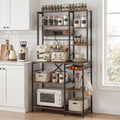 Artiss Kitchen Rack with Power Outlets Hooks 96CMX170CM Microwave Storage Shelf KR-MEL-5S-100-2AC-BKBR