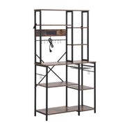 Artiss Kitchen Rack with Power Outlets Hooks 96CMX170CM Microwave Storage Shelf KR-MEL-5S-100-2AC-BKBR