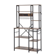 Artiss Kitchen Rack with Power Outlets Hooks 96CMX170CM Microwave Storage Shelf KR-MEL-5S-100-2AC-BKBR