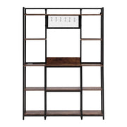 Artiss Kitchen Rack with 6 Hooks Microwave Storage Shelf 120cm x 170cm KR-MEL-5S-120-BKBR