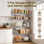 Artiss 5-Tier Kitchen Rack Shelf Shelving 120x45x179CM Adjustable Metal Storage Shelves KR-MEL-5S-120-SS