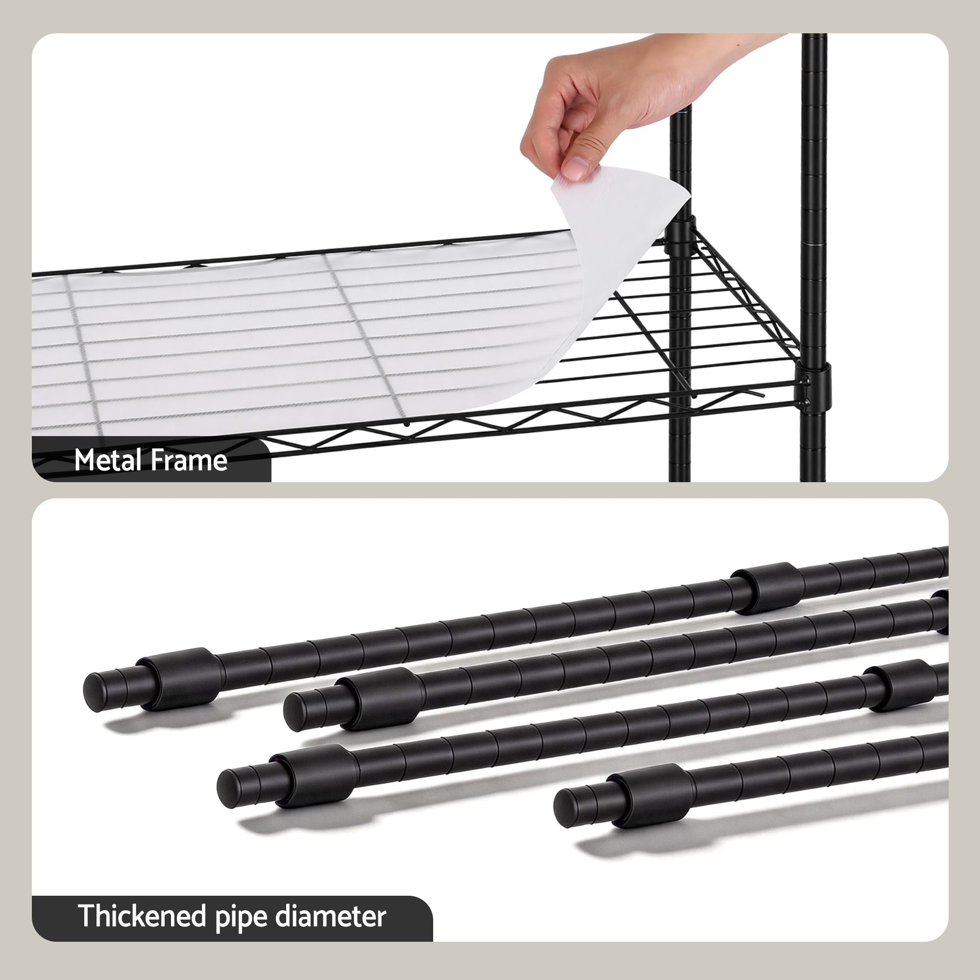 Artiss 5-Tier Kitchen Rack Shelf Shelving Unit 55x30x150CM Adjustable Metal Storage Shelves Black KR-MEL-5S-55-BK