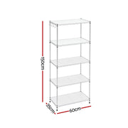 Artiss 5-Tier Kitchen Rack Shelf Shelving Unit 60x35x150CM Adjustable Metal Storage Shelves Silver KR-MEL-5S-60-SS