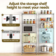 Artiss 5-Tier Kitchen Rack Shelf Shelving Unit 60x35x150CM Adjustable Metal Storage Shelves Silver KR-MEL-5S-60-SS