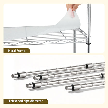 Artiss 5-Tier Kitchen Rack Shelf Shelving Unit 60x35x150CM Adjustable Metal Storage Shelves Silver KR-MEL-5S-60-SS
