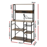 Artiss 5-Tier Kitchen Rack with Power Outlets 90CMX153CM Microwave Storage Shelf KR-MEL-5S-90-2AC-BKBR