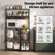 Artiss 5-Tier Kitchen Rack with Power Outlets 90CMX153CM Microwave Storage Shelf KR-MEL-5S-90-2AC-BKBR