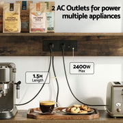 Artiss 5-Tier Kitchen Rack with Power Outlets 90CMX153CM Microwave Storage Shelf KR-MEL-5S-90-2AC-BKBR