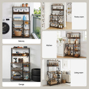 Artiss 5-Tier Kitchen Rack with Power Outlets 90CMX153CM Microwave Storage Shelf KR-MEL-5S-90-2AC-BKBR